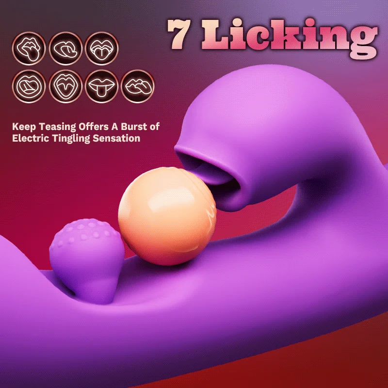 Tongue Licking Clitoral Stimulator G Spot Vibrator With 360° Rotation Rubbing Ball - Image 4